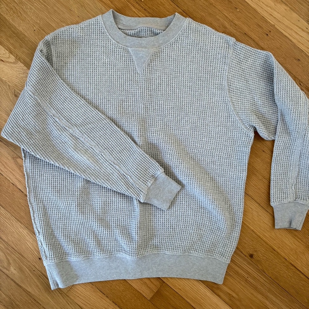 Aerie Light Gray Crewneck Cotton Sweater